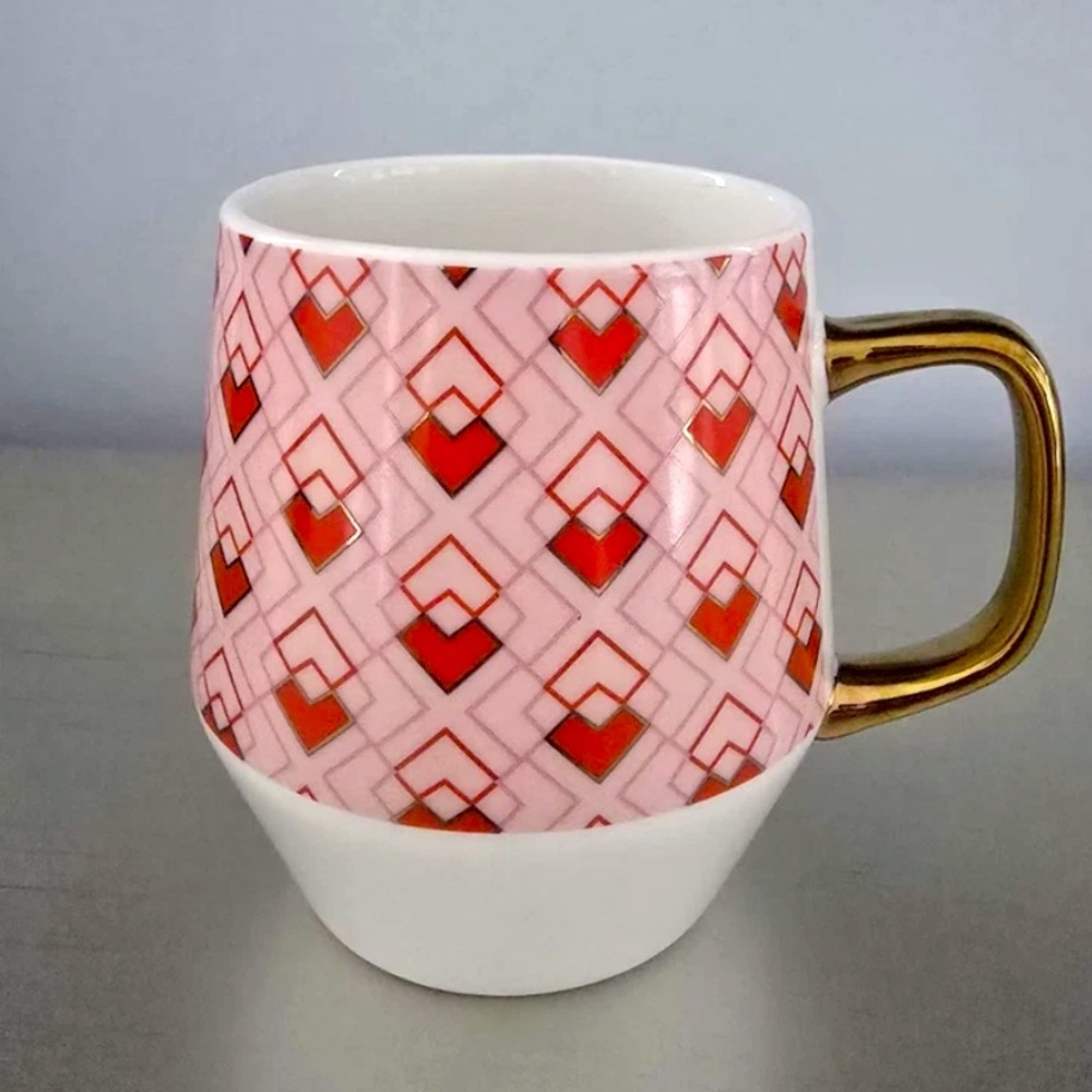 EDIBLE ARRANGEMENTS Large Coffee Tea Mug Cup Heart Gold Handle NWT